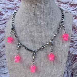 Pink Mushroom Chain Necklace